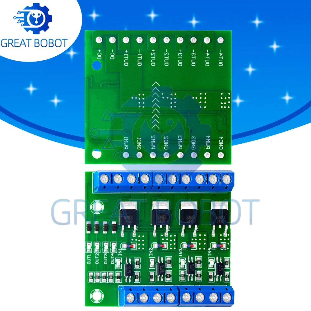 4-Channel MOSFET PWM Switch Controller Board DC 5V–27V MOSFET Controller Board Axl 1PC