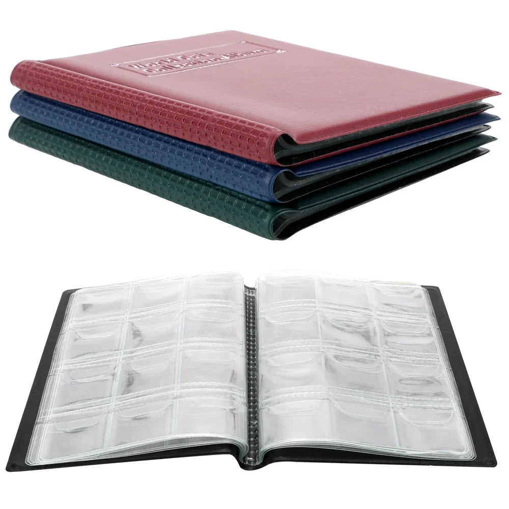 PU Leather Coin Collection Album – 60 or 120 Pocket Organizer Coin Collection Album Axl