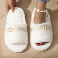 Women's Fluffy Wool Slippers – Warm Indoor Winter House Shoes Women's Slippers Axl White 36-37