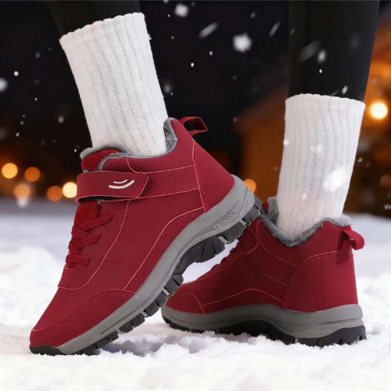 Women's Winter Fur-Lined Ankle Boots – Warm Non-Slip Winter Ankle Boots Axl 36 Red