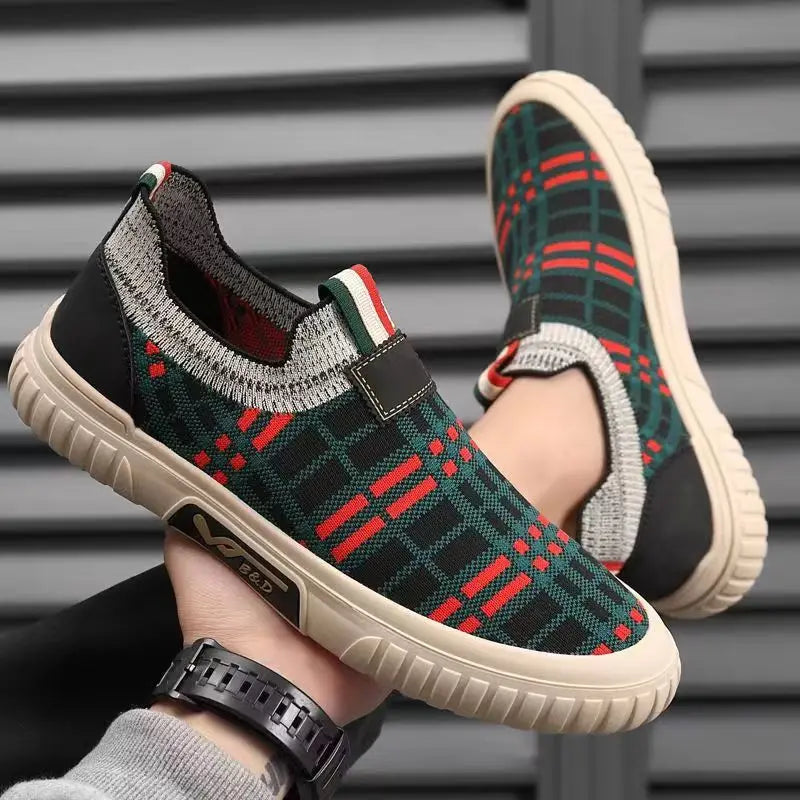 Men's Slip-On Mesh Sock Sneakers – Breathable Casual Shoes Slip-On Sneakers Axl Red 43