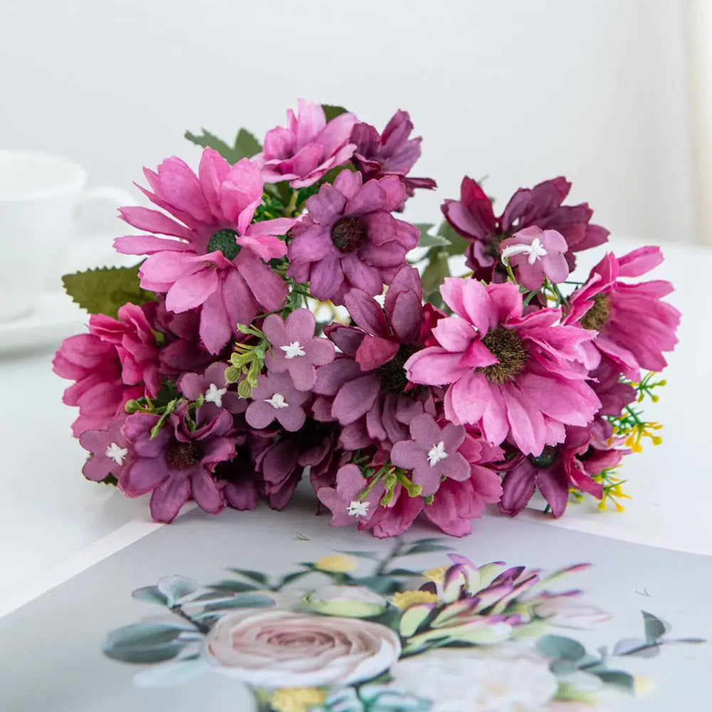 Silk Artificial Daisy Flowers – Wedding & Home Decor Bouquet Artificial Flower Bouquet Axl colour9 2pcs