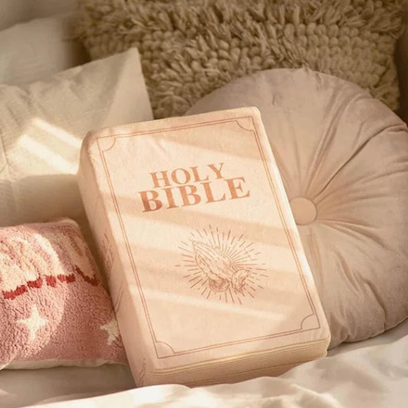 Christian Bible Verse Pillow – Book-Shaped Velvet Home Décor Decorative Throw Pillow Axl