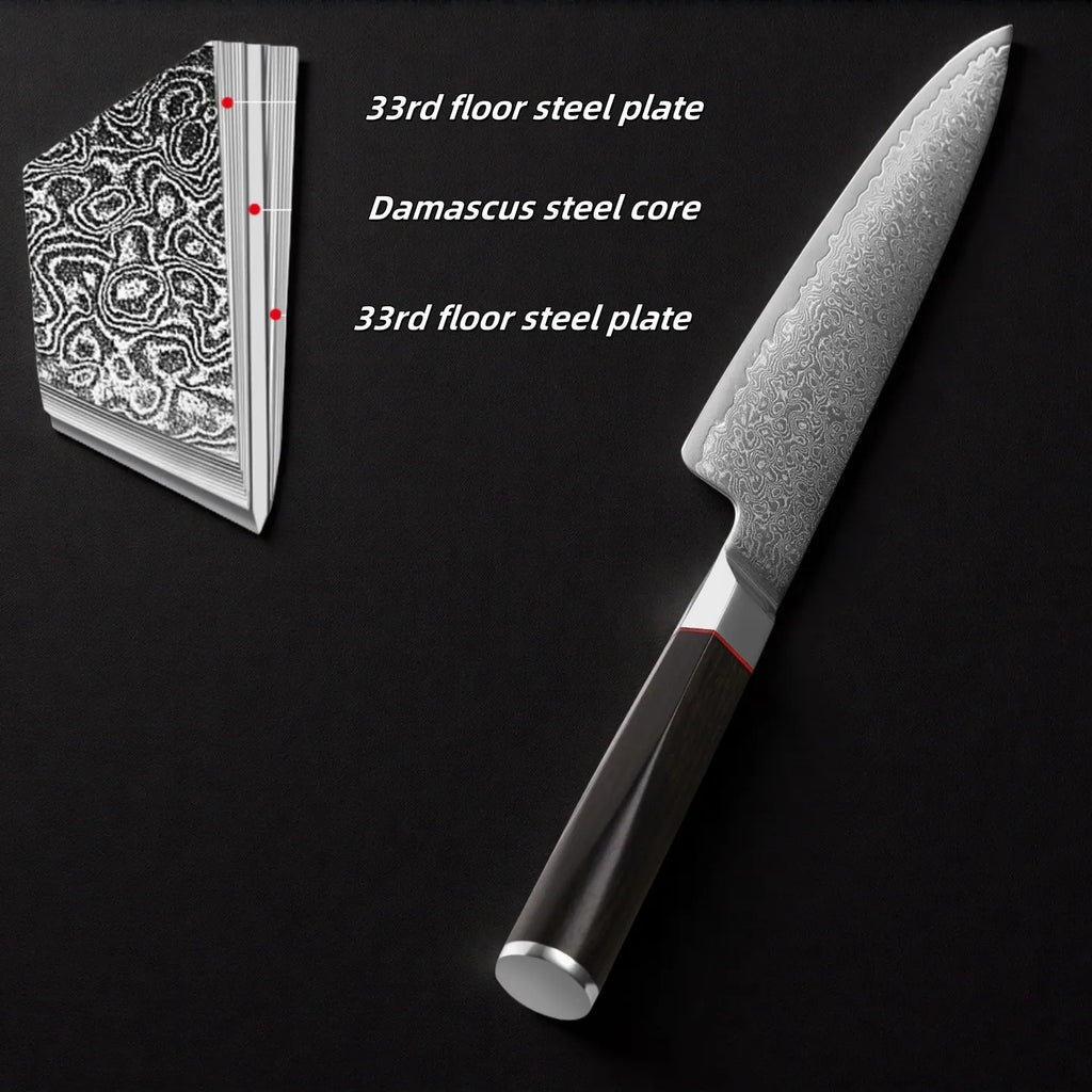 8-Inch 67-Layer Damascus Steel Chef Knife – Walnut Handle Damascus Chef Knife Axl