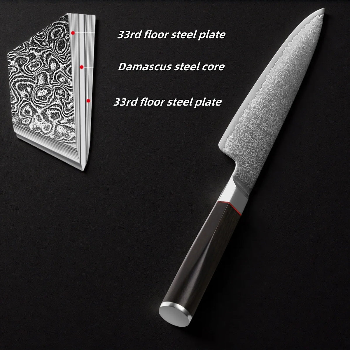 8-Inch 67-Layer Damascus Steel Chef Knife – Walnut Handle Damascus Chef Knife Axl