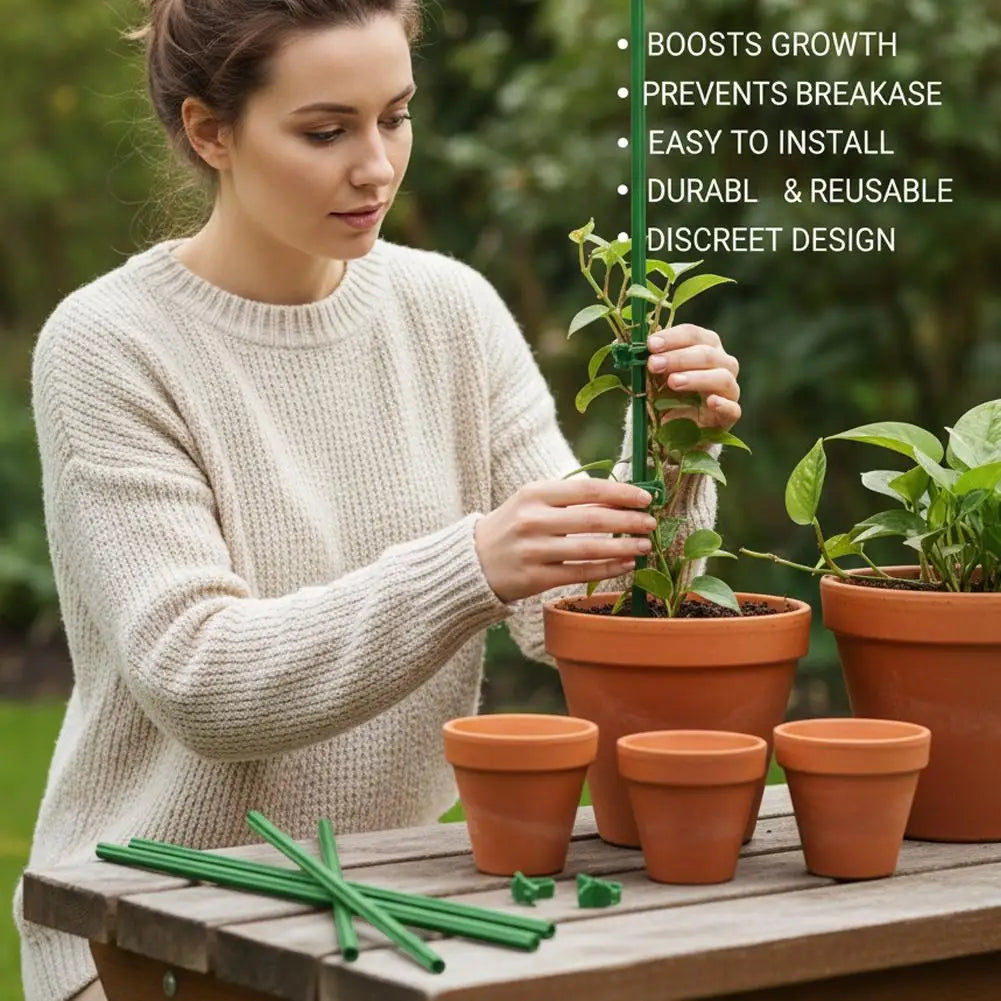 Green Plant Support Stakes & Clips – Indoor & Outdoor Plants Plant Support Stakes Axl