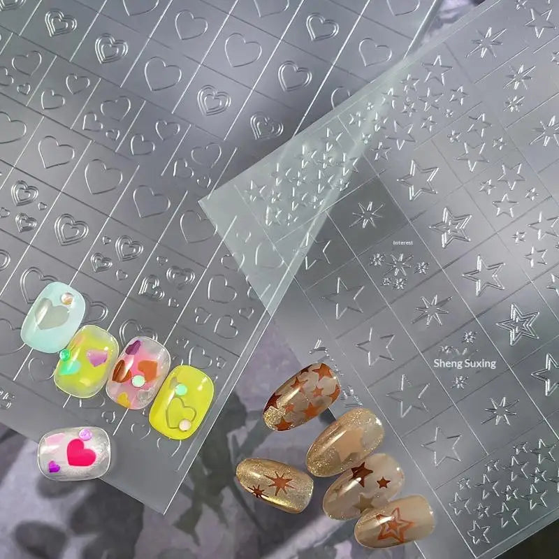 Hollow French Nail Stickers – Heart & Butterfly Nail Art Decals Nail Art Stickers Axl