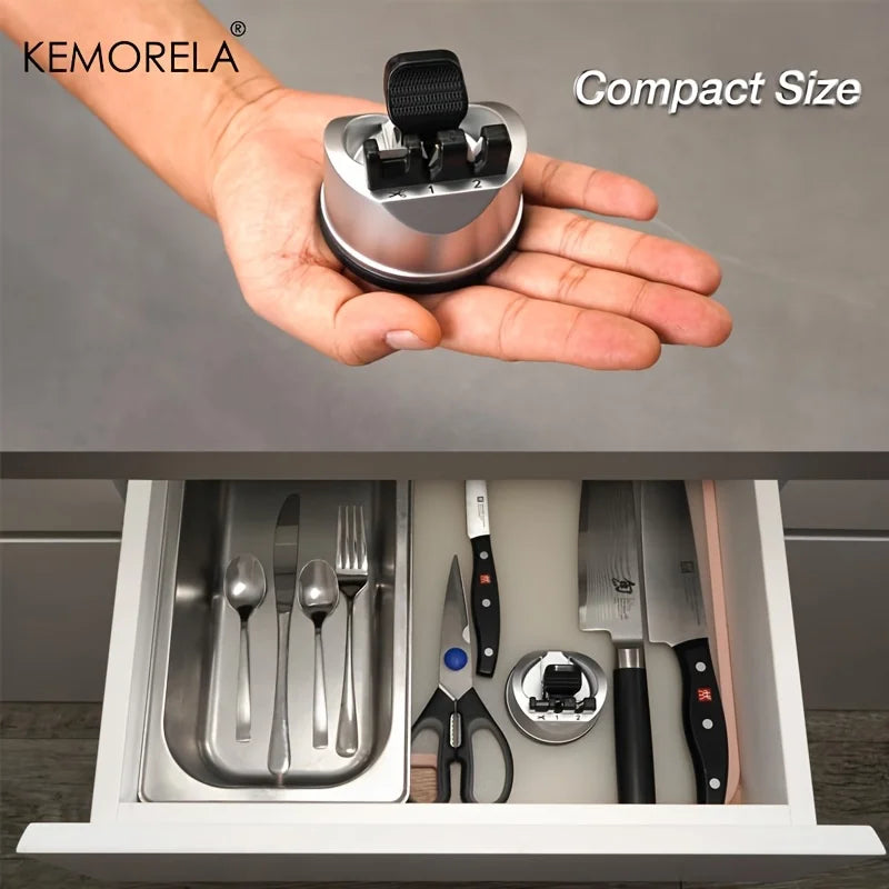 KEMORELA 3-in-1 V-Edge Knife Sharpener with Suction Cup Base Knife Sharpener Axl
