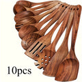 10-Piece Natural Wooden Cooking Utensils Set – Spoons & Ladles Wooden Cooking Utensils Axl 10PCS