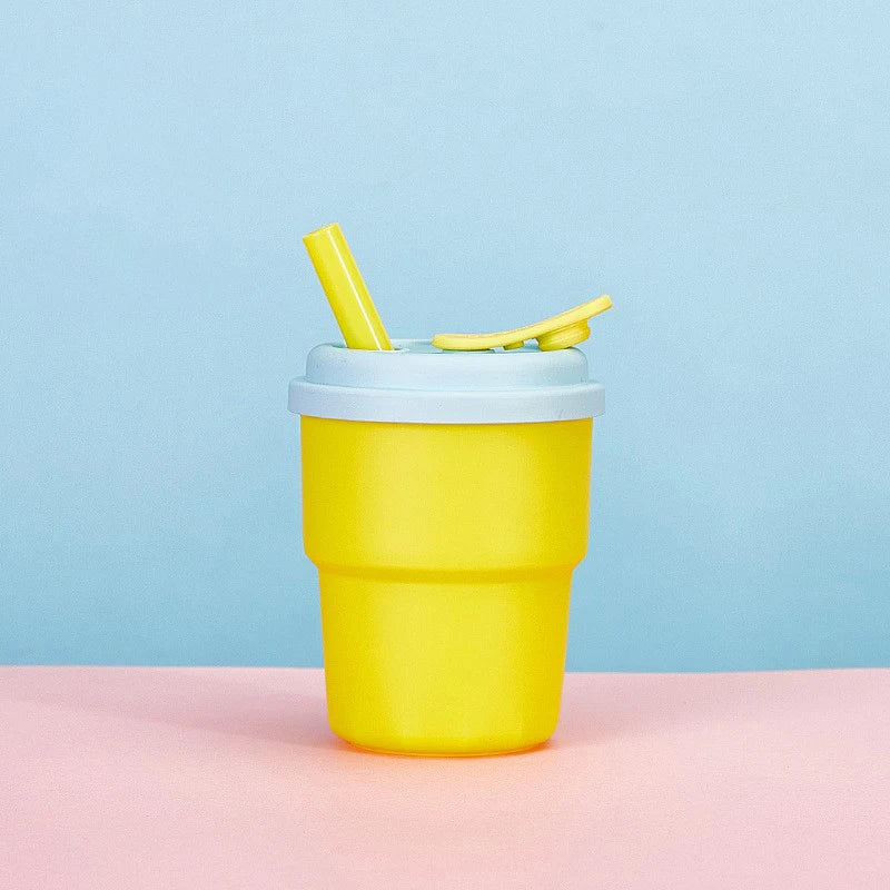 400ml Silicone Travel Mug with Lid & Straw | Leak-Proof Cup Silicone Travel Mug Axl Yellow