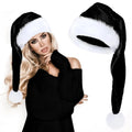 Super Long Velvet Santa Hat – Soft Thickened Christmas Hat Christmas Santa Hat Axl Black 3.5x6cm
