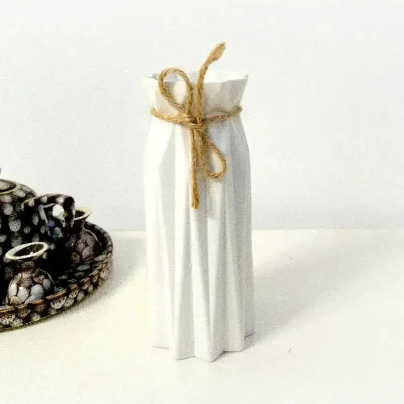 Plastic Imitation Ceramic Flower Vase – Modern Home Decor Decorative Flower Vase Axl White
