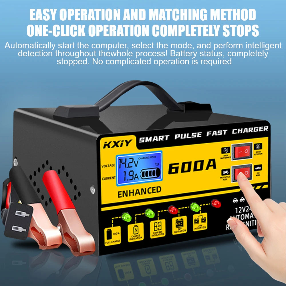 12V 24V 600A Intelligent LCD Auto Car Battery Charger Car Battery Charger Axl