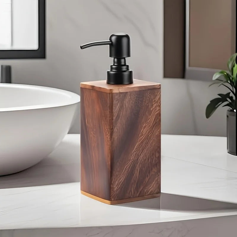 Solid Walnut Wood Soap Dispenser – Refillable Lotion Pump Wood Soap Dispenser Axl