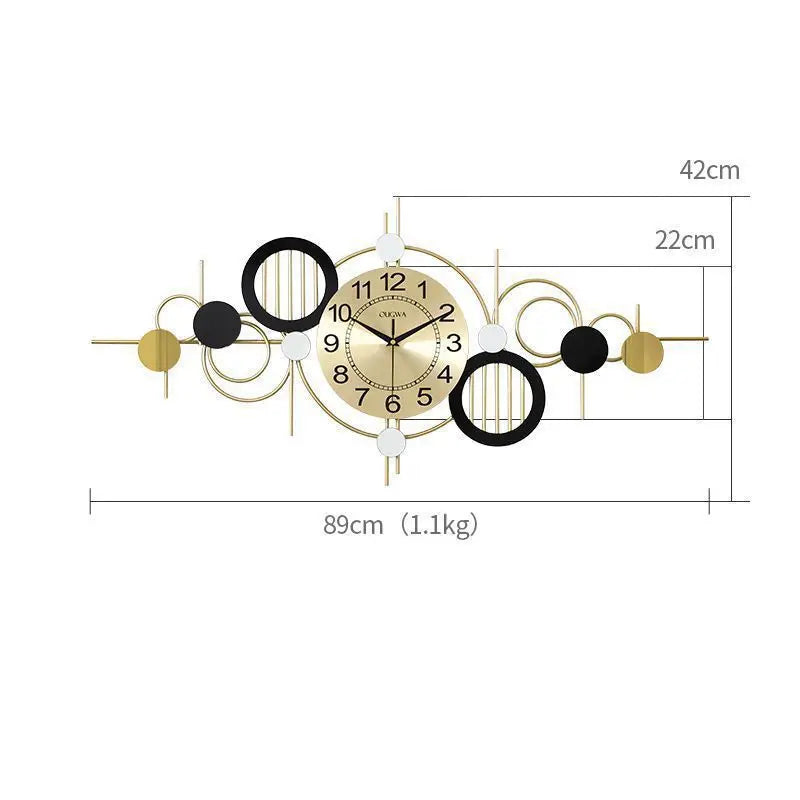 Large Silent Wall Clock – Modern Minimalist Gold Decor Wall Clock Axl Horizontal Style