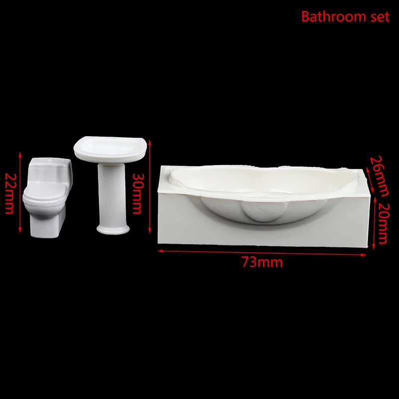 1:25 Dollhouse Miniature Bathroom Set – Toilet, Tub & Sink Dollhouse Accessory Set Axl Bathroom set