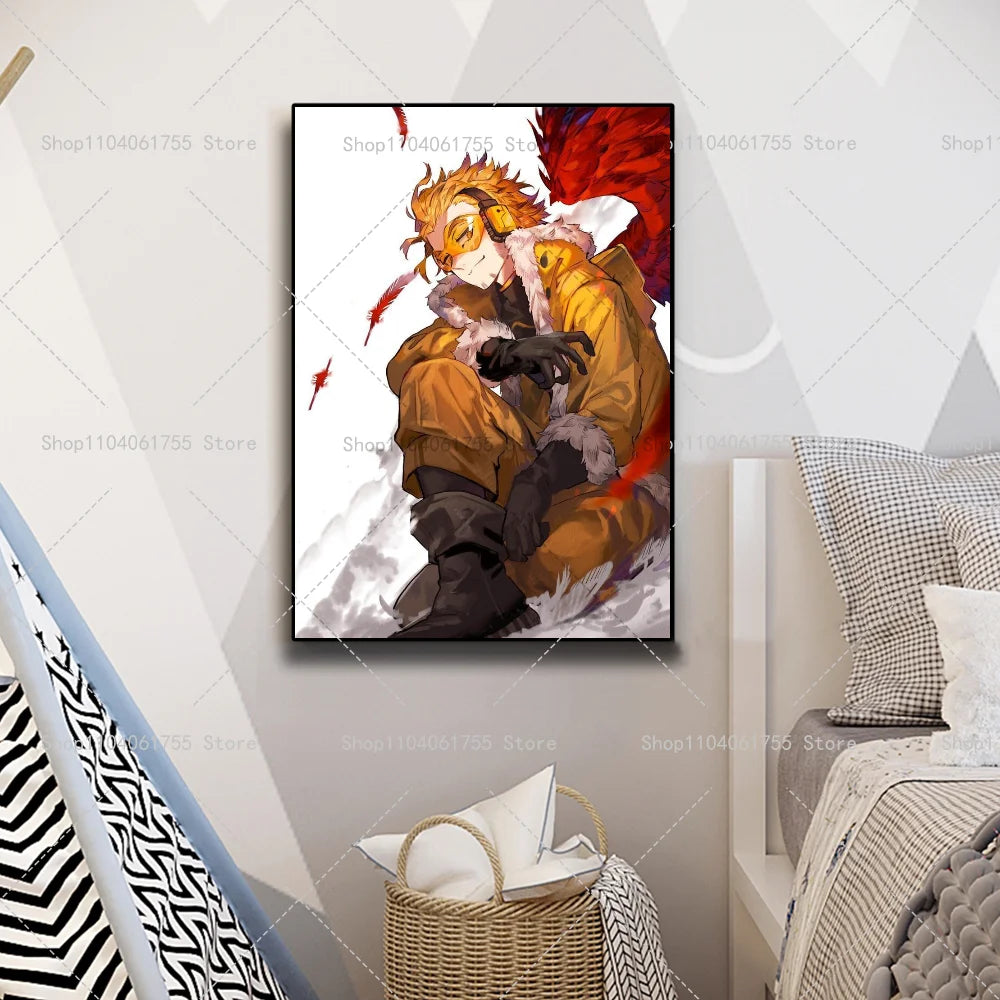 My Hero Academia Hawks Anime Poster – Self-Adhesive Wall Art Anime Wall Poster Axl