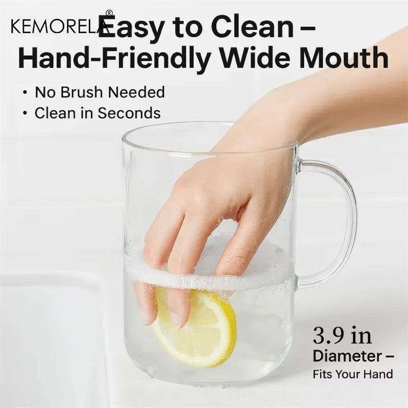 KEMORELA 1000ml Glass Tumbler with Lid & Straw | 1-2 Pack Glass Tumbler Axl
