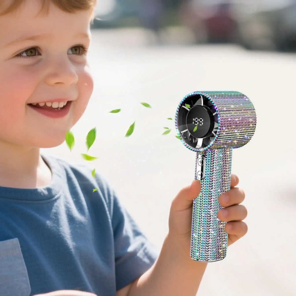 Rhinestone Handheld Fan – 199-Speed Quiet Portable Travel Fan Handheld Portable Fan Axl