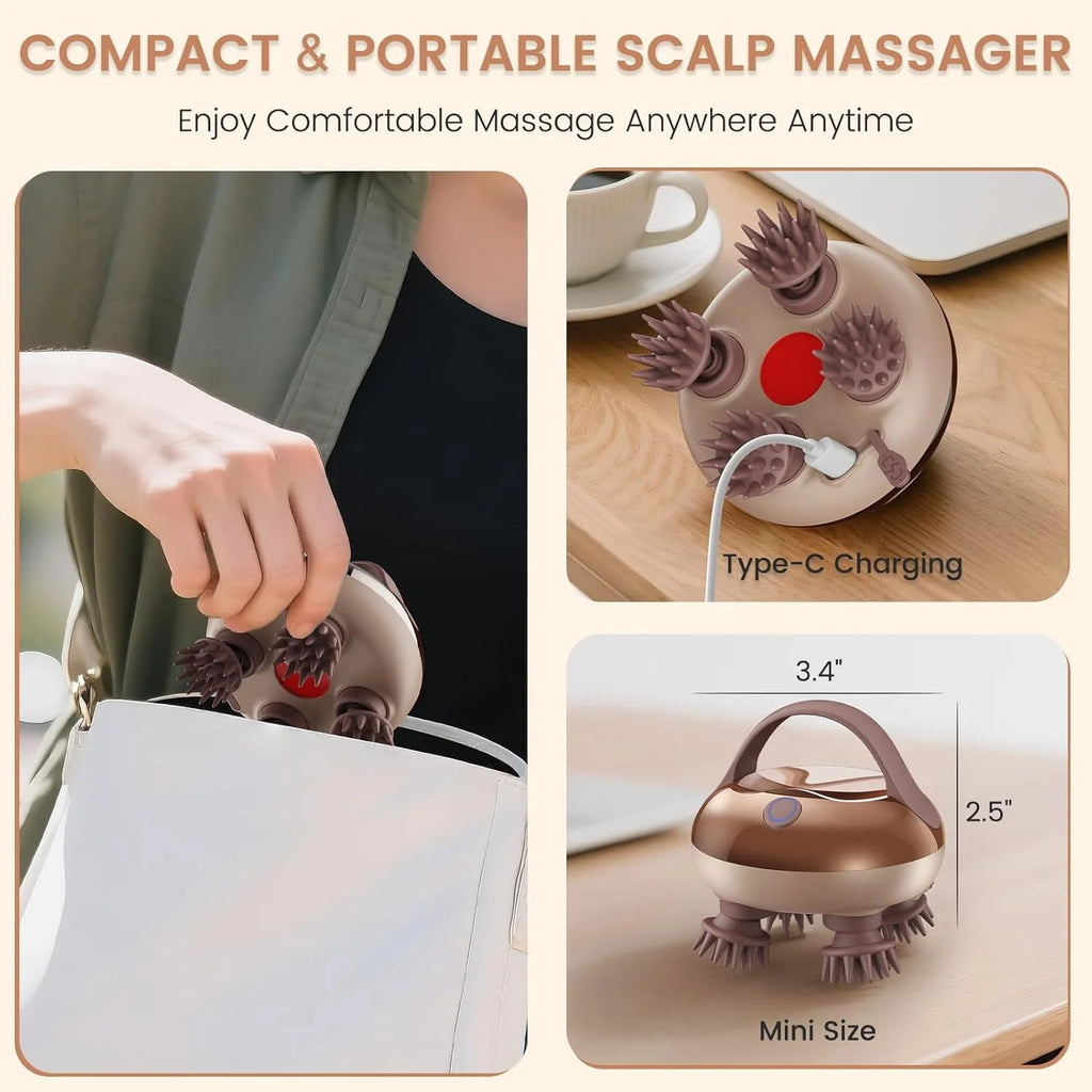 Electric Scalp Massager IPX6 Waterproof – Rechargeable Head Scrubber Electric Scalp Massager Axl