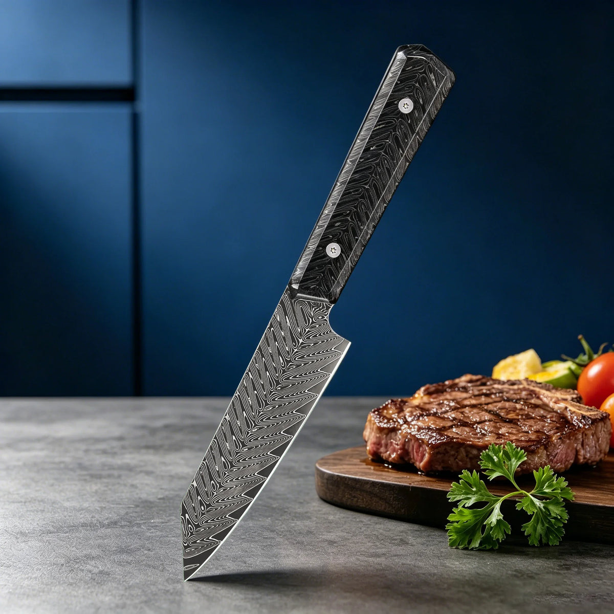 Damascus Steel Meat Cleaver & Chef Knife – Multipurpose Kitchen Damascus Chef Knife Axl