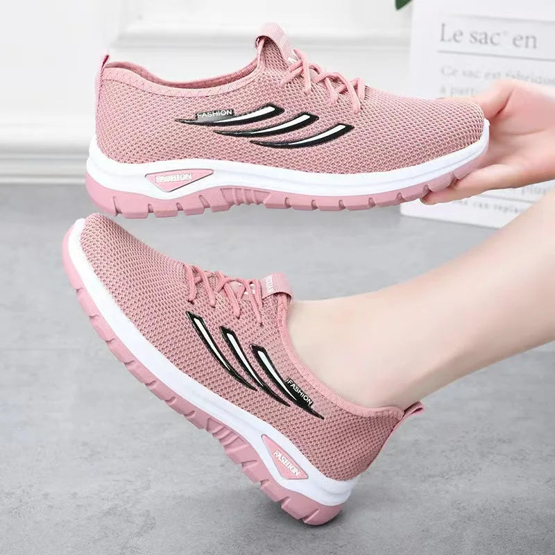 Women's Mesh Platform Sneakers – Breathable Lace-Up Plus Size Platform Sneakers Axl