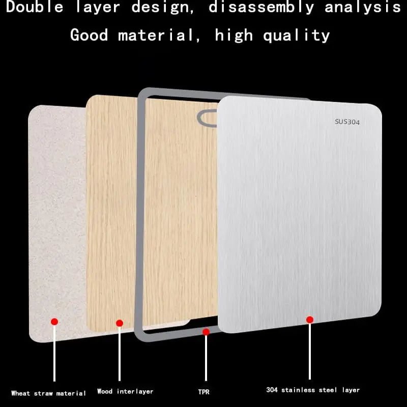 PLYS Double-Sided Cutting Board – Stainless Steel & Wheat Straw Cutting Board Axl