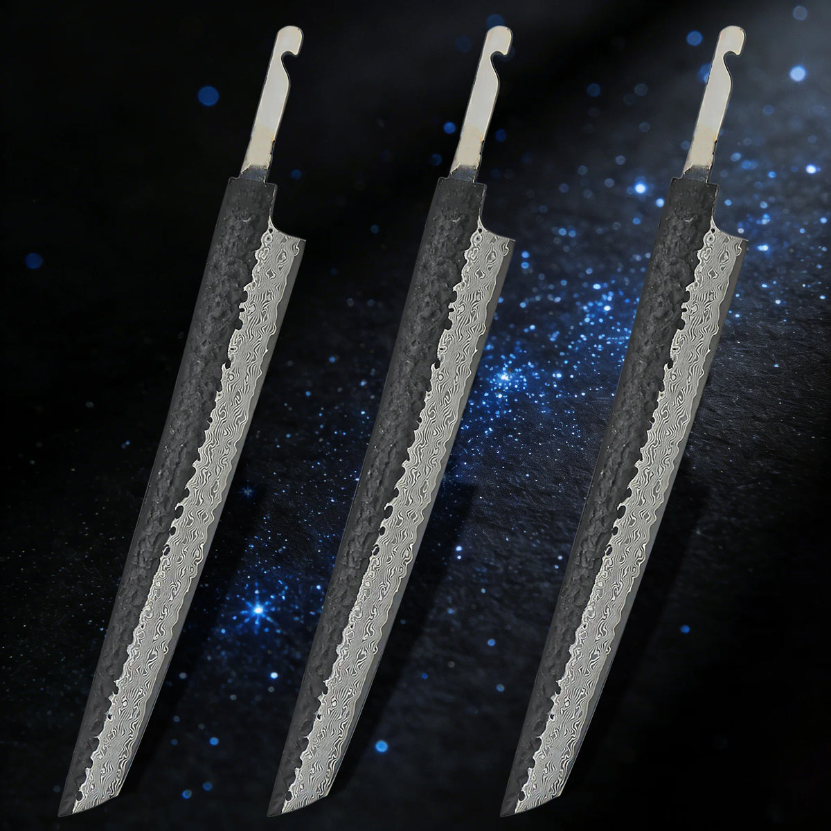 Damascus Steel Kiritsuke Knife Blade – DIY Chef Knife Making Damascus Knife Blade Axl Blade-D-3PCS