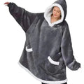 Women's Hooded Fleece Robe – Cozy Winter Pullover Loungewear Women's Lounge Robe Axl gray One Size