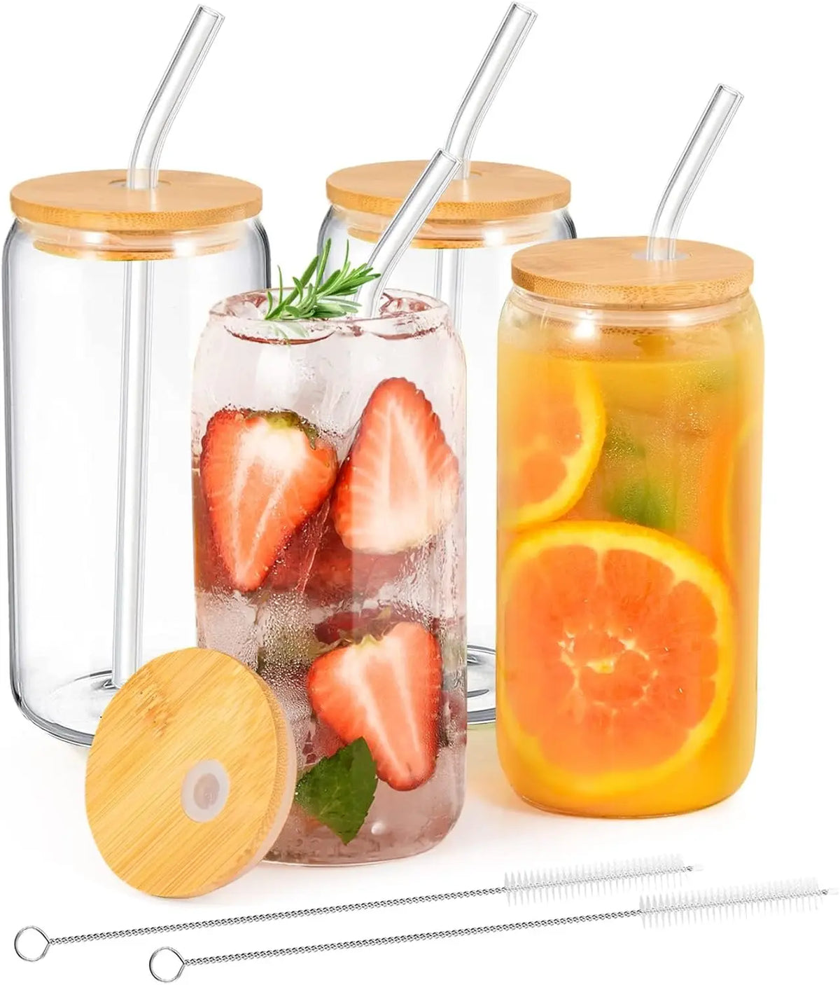 KEMORELA 18.6oz Glass Cup with Lid & Straw – Bubble Tea Set Glass Drinkware Set Axl
