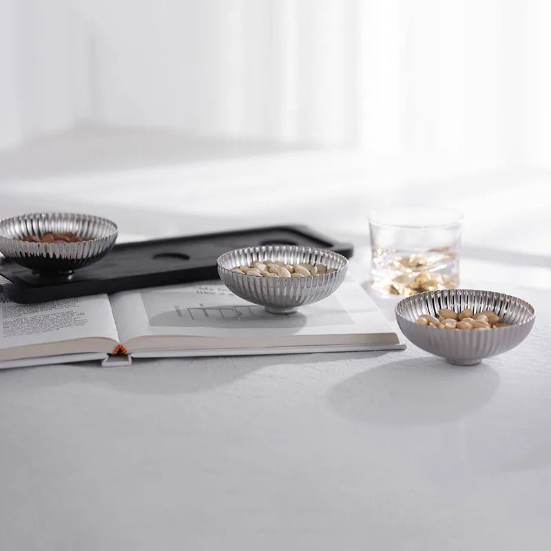Stainless Steel Fruit Bowl with Wood Tray | Modern Home Décor Decorative Fruit Bowl Axl