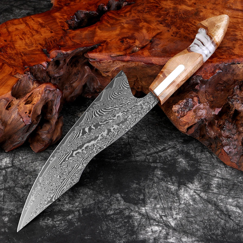 XITUO Damascus Steel Chef Knife – Sharp 20cm Resin Wood Handle Damascus Chef Knife Axl