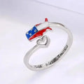 Huitan Heart American Flag Adjustable Ring – Patriotic Jewelry Fashion Ring Axl A949 resizable