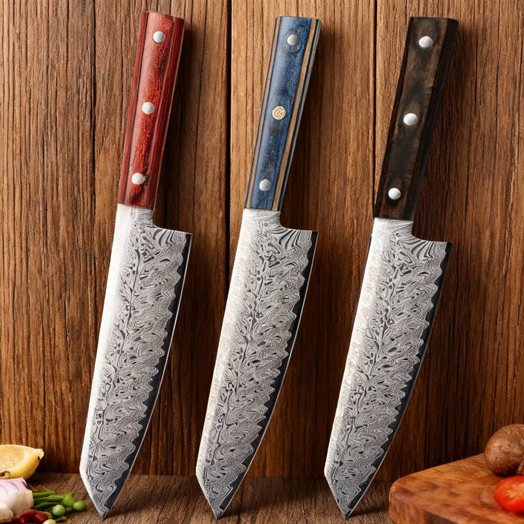 Damascus Pattern Chef's Knife – 20cm Stainless Steel Blade Chef's Kitchen Knife Axl