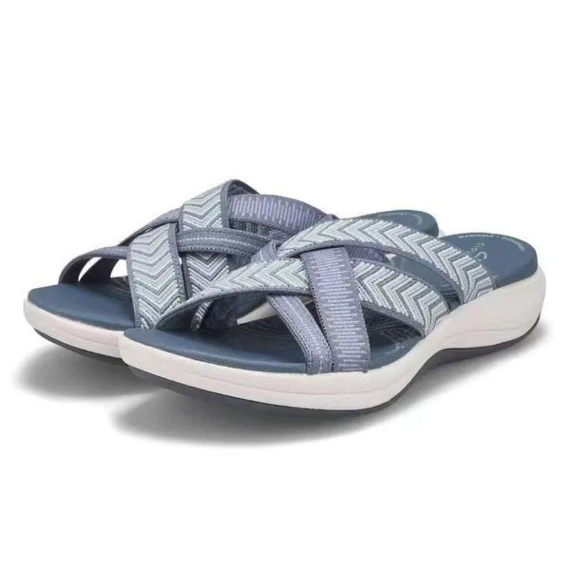 Women's Wedge Sandals – Open Toe Cross Strap Summer Slides Wedge Sandals Axl