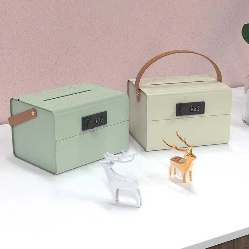 Metal Piggy Bank Password Lock Safe – Kids Money Saving Box Metal Money Box Axl