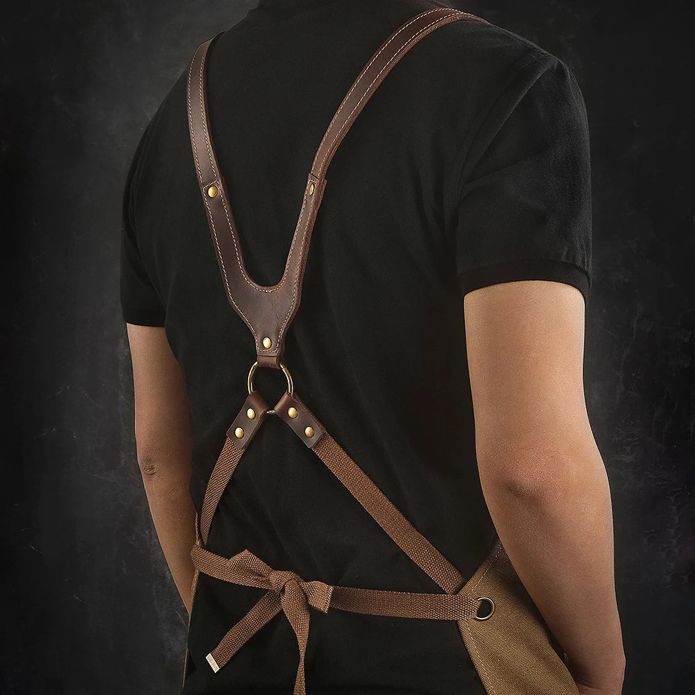 XINZUO Professional Chef Canvas Apron – Washable & Eco-Friendly Chef Kitchen Apron Axl