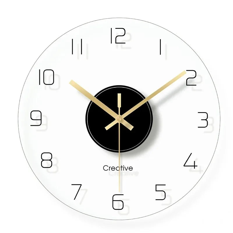 Nordic Glass Wall Clock – Silent Quartz 30cm Transparent Modern Wall Clock Axl