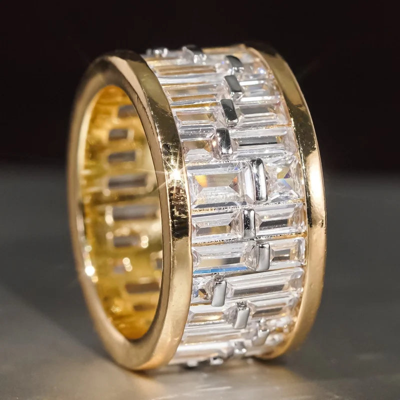 Huitan Two-Tone Cubic Zirconia Pave Ring for Women | A298 Fashion Ring Axl A298 10