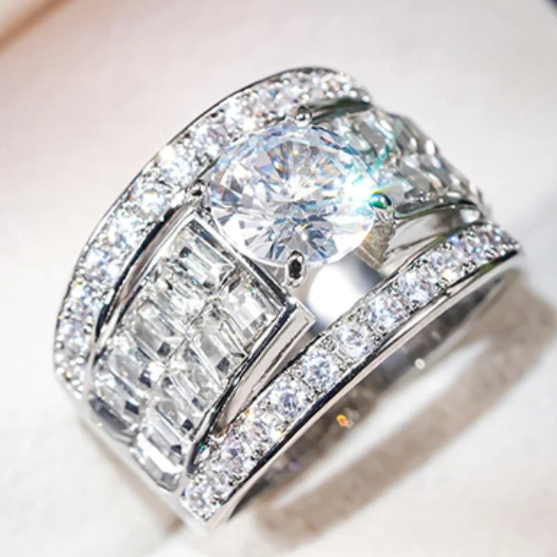 Huitan Cubic Zirconia Wedding Band Ring | Bridal Jewelry Wedding Band Ring Axl