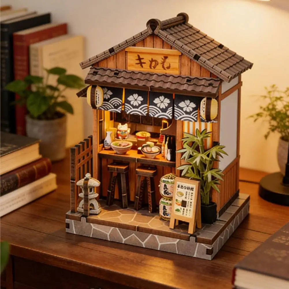 3D Wooden Miniature House Kit with LED Light – DIY Dollhouse Miniature Model Kit Axl