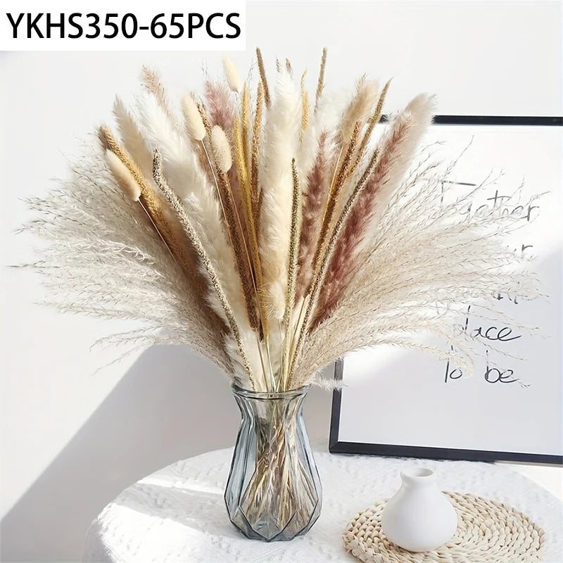 Natural Dried Pampas Grass & Bunny Tails Boho Bouquet Dried Flower Bouquet Axl 65PCS