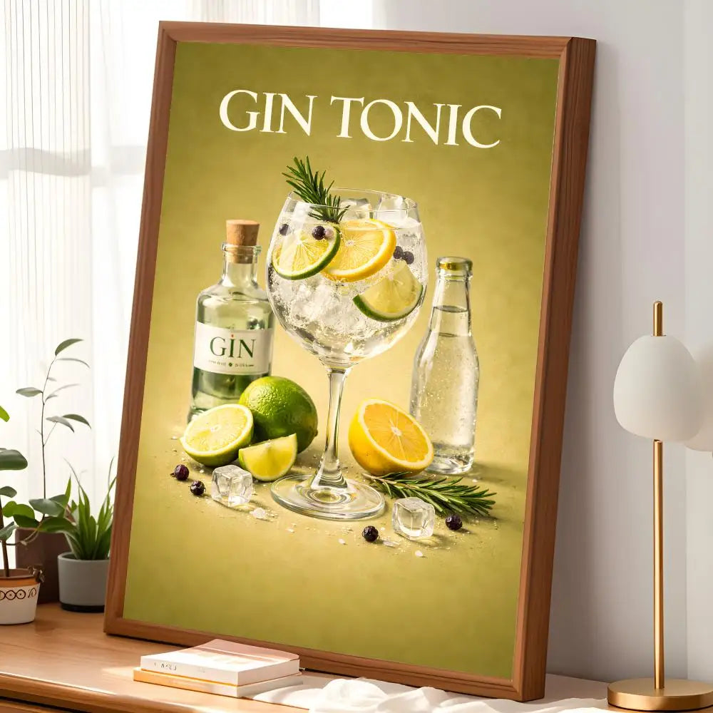 Gin & Tonic Cocktail Wall Art Poster – Self-Stick HD Waterproof Wall Art Poster Axl