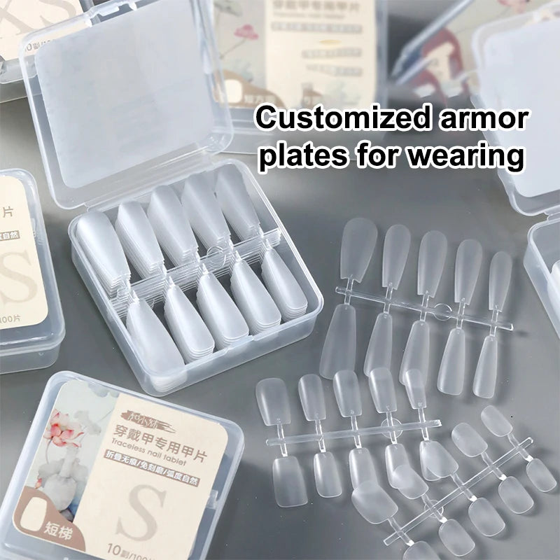 100 PCS Coffin Press On Nails – Clear Fake Nail Tips Press On Nail Tips Axl