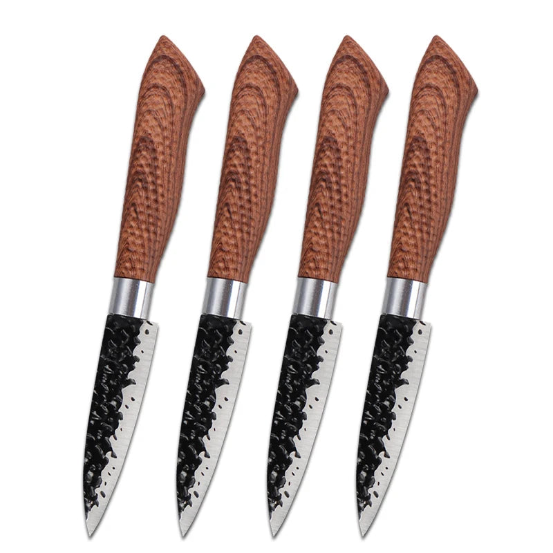 Stainless Steel Paring Knife Set – Hammer Textured Blade Kitchen Knife Set Axl 4pcs