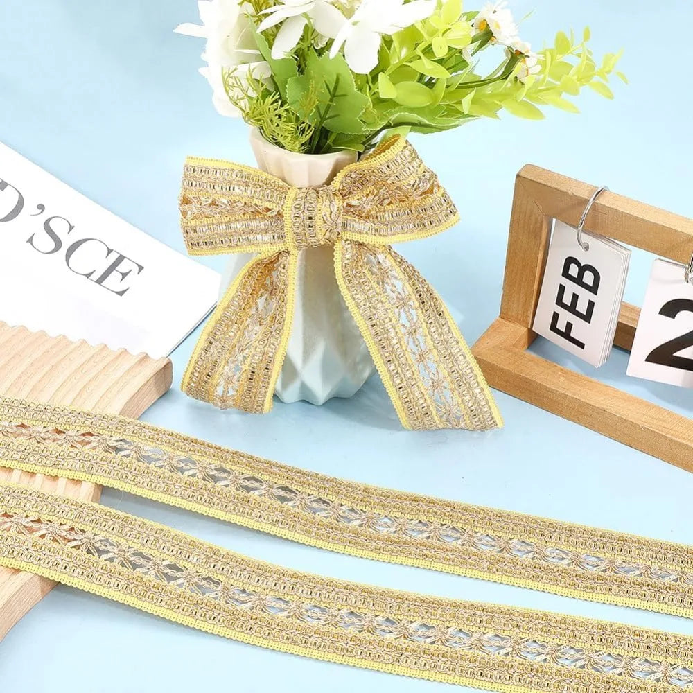 10 Yards Gold Jacquard Ethnic Ribbon Trim – 2 Inch Polyester Jacquard Ribbon Trim Axl