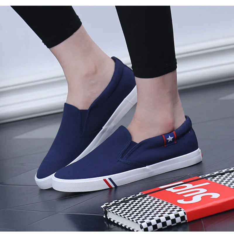 YBQJOO Men's Canvas Slip-On Loafers – Lightweight Casual Shoes Canvas Slip-On Loafers Axl Blue 44