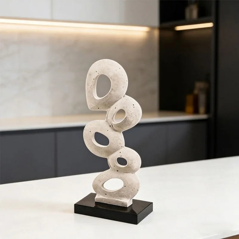 Modern Geometric Sculpture – Luxury Travertine Home Ornament Decorative Sculpture Axl