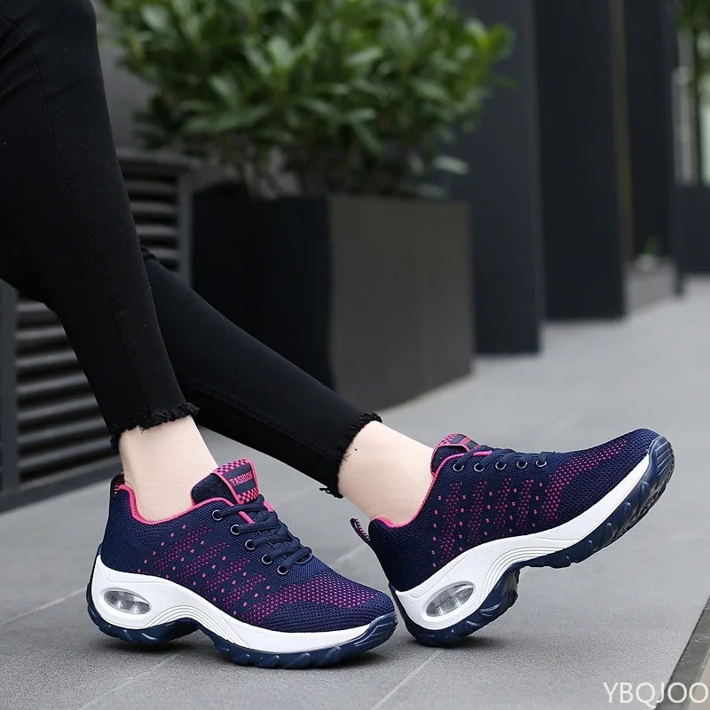 Women's Breathable Mesh Walking Sneakers – Flat Non-Slip Women's Flat Sneakers Axl