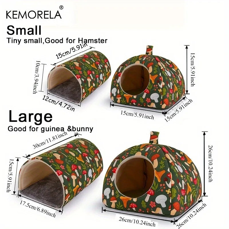 2-Piece Glitter Guinea Pig Hideout & Tunnel | Washable Pet Bed Small Pet Hideout Set Axl